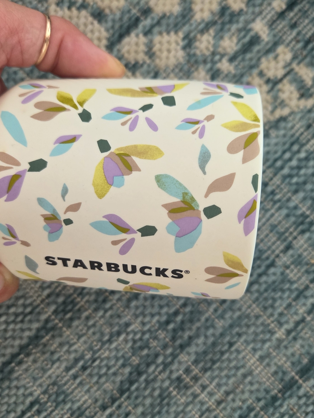Starbucks 2023 Spring Soft Touch Ceramic Tumbler Travel Cup Mug Teal Lid 8oz